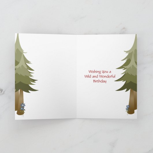 Camping, Tent, Campfire, Flowers Woodland Birthday Kaart (Binnen)