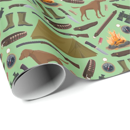 Camping Tent Campfire Shotgun Pattern Cadeaupapier (Rol Hoek)