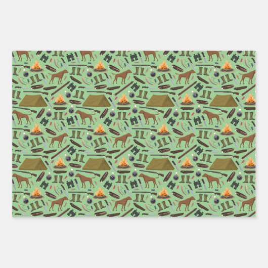 Camping Tent Campfire Shotgun Pattern Inpakpapier Vel (Voorkant)