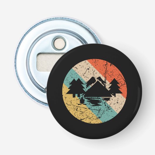 Camping Tent Camping Retro Button Flesopener (Voorkant)