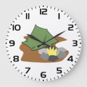 Camping Tent en kampvuur Outdoor Adventure Grote Klok (Voorkant)