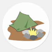 Camping Tent en kampvuur Outdoor Adventure Ronde Sticker (Voorkant)