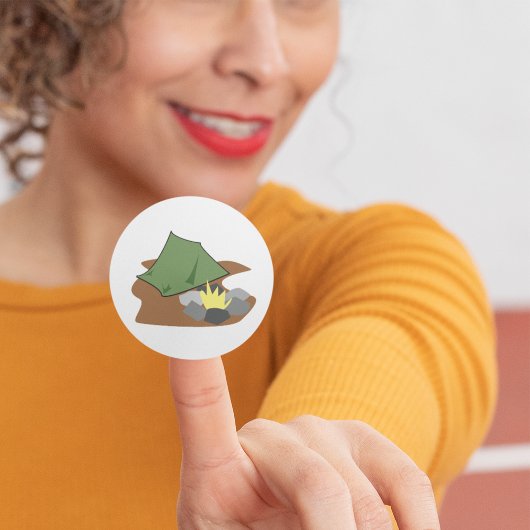 Camping Tent en kampvuur Outdoor Adventure Ronde Sticker