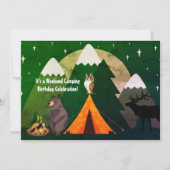 Camping Tent Forest Dieren en Bergen Verjaardag Kaart (Voorkant)