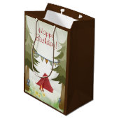 Camping, Tent, Kampvuur, Bloemen Woodland Verjaard Medium Cadeauzakje (Achterkant Gekanteld)