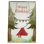 Camping, Tent, Kampvuur, Bloemen Woodland Verjaard Medium Cadeauzakje (Achterkant)