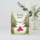 Camping Tent Kampvuur Bomen Woodland Dank u Briefkaart (Staand voorkant)