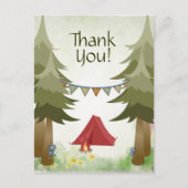 Camping Tent Kampvuur Bomen Woodland Dank u Briefkaart (Voorkant)