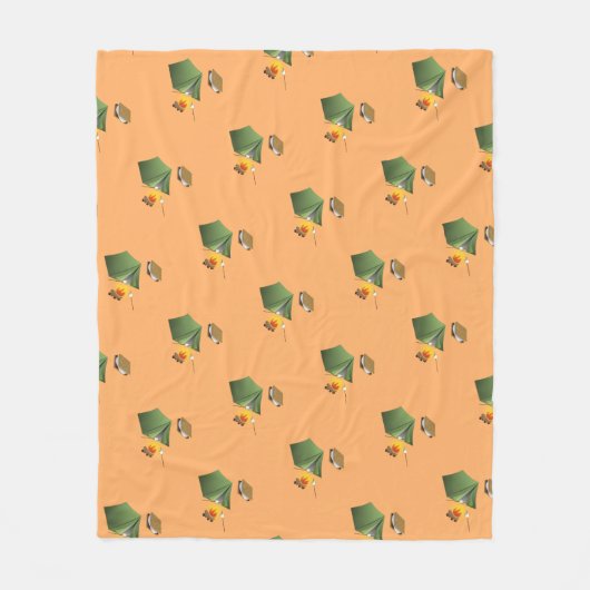 Camping Tent, kampvuur en Smores Patroon Fleece Deken (Voorkant)