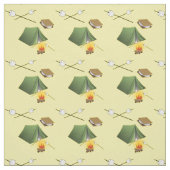 Camping Tent, kampvuur en Smores Patroon Stof (Swatch)