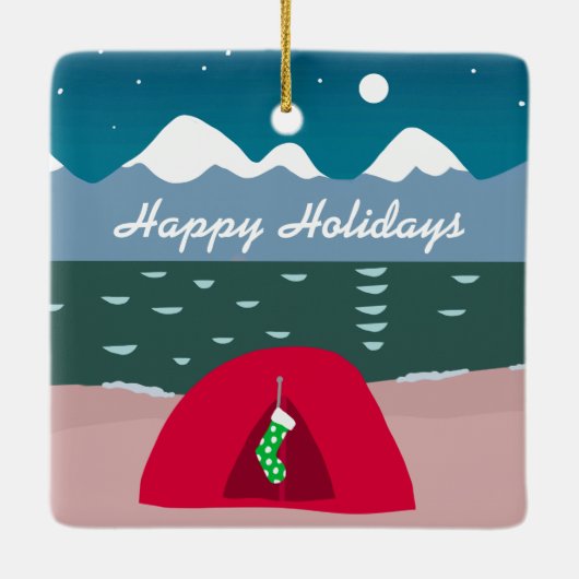 Camping Tent met kerstmis Keramisch Ornament (Achterkant)