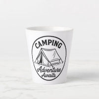 Camping Tent Outline Logo in Black Circle