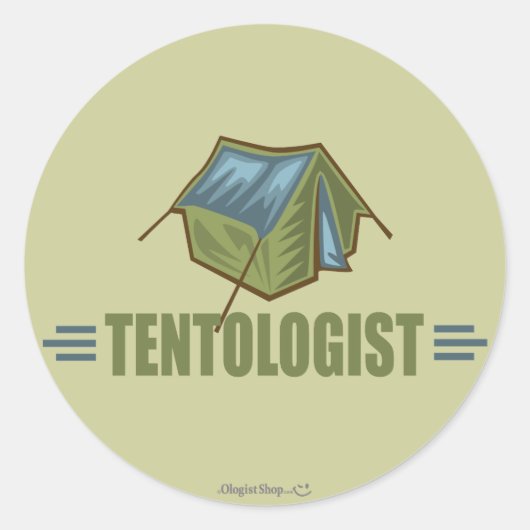 Camping, tent ronde sticker (Voorkant)
