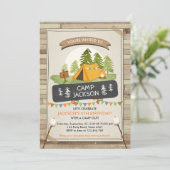 Camping Tent Uitnodiging Verjaardagskamp uit Glamp (Staand voorkant)