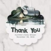 Camping Tent Wild Natuur Scene Cute Dankuwel Bedankjes Labels (Voorkant)