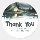 Camping Tent Wild Natuur Scene Cute Dankuwel Ronde Sticker (Voorkant)