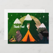 Camping ~ Tent, Wildlife en Bergen Dank u Briefkaart (Voorkant / Achterkant)