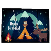 Camping, Tent, Woodland Animals Mountain Birthday Groot Cadeauzakje (Achterkant)