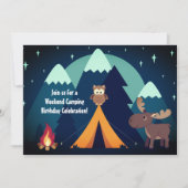 Camping, Tent, Woodland Animals Mountain Birthday Kaart (Voorkant)