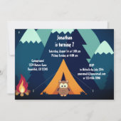 Camping, Tent, Woodland Animals Mountain Birthday Kaart (Achterkant)