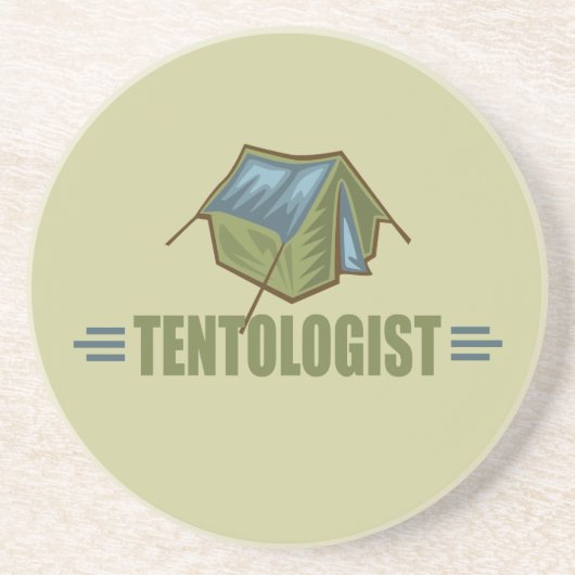 Camping, tent zandsteen onderzetter (Voorkant)