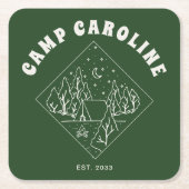 Camping Thema Afscheidscadeau Feest Groen Kartonnen Onderzetters (Voorkant)