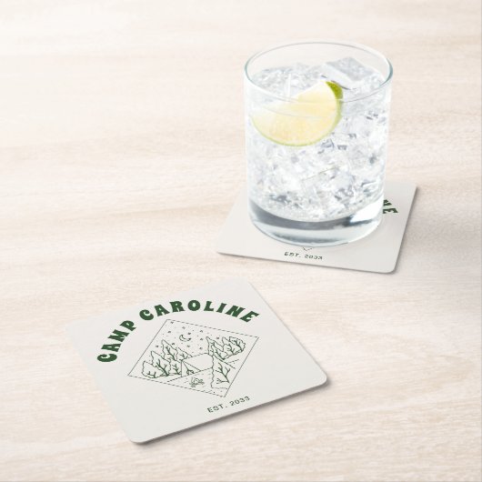 Camping Thema Afscheidscadeau Groen Kartonnen Onderzetters (Insitu)