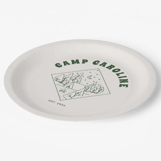 Camping Thema Afscheidsceremonie Feest Papieren Bordje (Gekanteld)
