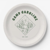 Camping Thema Afscheidsceremonie Feest Papieren Bordje (Voorkant)