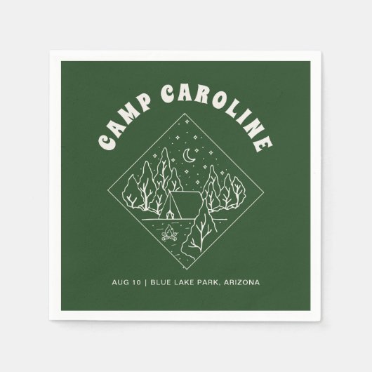 Camping Thema Afscheidsceremonie Groen Servet (Voorkant)
