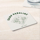 Camping Thema Bachelorette Feest Groen Kartonnen Onderzetters (Schuin)