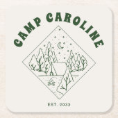 Camping Thema Bachelorette Feest Groen Kartonnen Onderzetters (Voorkant)