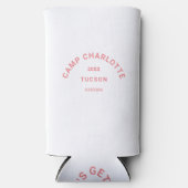 Camping thema Bachelorette Roze Crest Seltzer Blikjeskoeler (Voorkant)