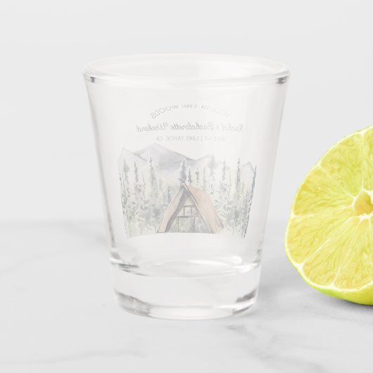 Camping thema Bachelorette Shot Glas (Achterkant)