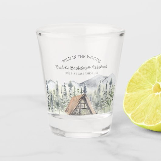 Camping thema Bachelorette Shot Glas (Voorkant)