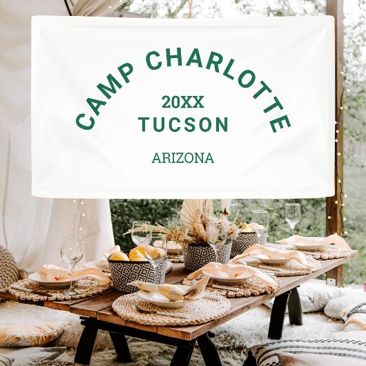 Camping Thema Bos Groen Kamp Crest Bachelorette Spandoek