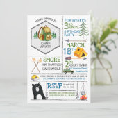 Camping Thema Feest - Badges & Iconen Kaart (Staand voorkant)
