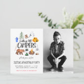 Camping Thema Feest Uitnodiging (Staand voorkant)