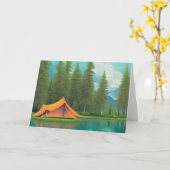 Camping Thema Gelukkige Verjaardag voor hem Kaart (Gele Bloem)