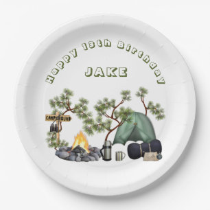 Camping Thema Happy Birthday Gepersonaliseerde ser Papieren Bordje