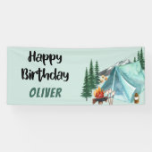 Camping thema Happy Birthday Spandoek (Horizontaal)