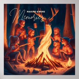 Camping thema kunst | Het maken van S'mores Poster