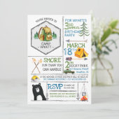 Camping Thema Party - Badges & Icons Kaart (Staand voorkant)