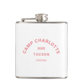 Camping thema Roze Camp Crest Bachelorette Heupfles (Voorkant)