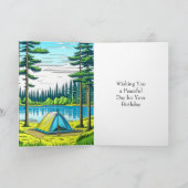 Camping Thema Tent in de Bossen Verjaardag Kaart (Binnen)