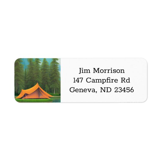 Camping thema | Tent op het meer en de bergen Etiket (Voorkant)