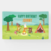 Camping thema verjaardag banner (Horizontaal)