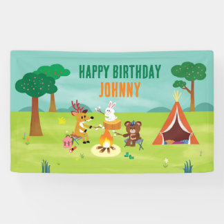 Camping thema verjaardag banner