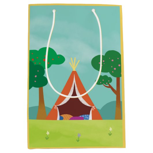Camping thema verjaardag Goodie / Gift Tassen Medium Cadeauzakje (Voorkant)