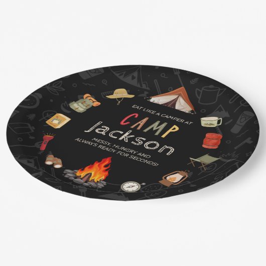 Camping Thema Verjaardagsfeest Papier Bord (Gekanteld)